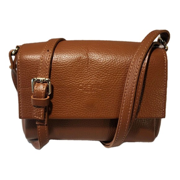 CHEVAL Firenze Italy Purse Brown Pebbled Leather Crossbody Foldover Flap Bag - Picture 1 of 16